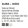 Stojací lampy - NV 40202 Stojací lampa ALMA přírodní dřevo bílé stínidlo černý kabel E27 1x12W bez žárovky - NOVA LUCE - foto 4