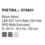 Kónická - NV 673601 Závěsné svítidlo PIETRA matný černý kov černý kabel E27 1x12W - NOVA LUCE - foto 4