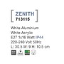 Nástěnná - NV 713115 Venkovní nástěnné svítidlo ZENITH bílý hliník bílý akrylový difuzor E27 1x12W 220-240V bez žárovky IP44 - NOVA LUCE - foto 4