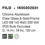 Kónická - NV 1500202831 Závěsné svítidlo FILO chromovaný hliník čiré sklo a zlatý rám G9 1x5W bez žárovky - NOVA LUCE - foto 4