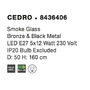 Vícečetná - NV 8436406 Závěsné svítidlo CEDRO kouřové sklo bronz a černý kov E27 5x12W 230V IP20 bez žárovky - NOVA LUCE - foto 4