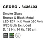 Koule - NV 8436403 Závěsné svítidlo CEDRO kouřové sklo bronz a černý kov E27 1x12W IP20 bez žárovky - NOVA LUCE - foto 4