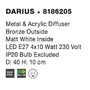 Downlight - NV 8186205 Stropní svítidlo DARIUS stropní svítidlo kov a akrylový difuzor bronz zvenku a matná bílá uvnitř E27 4x12W - NOVA LUCE - foto 4