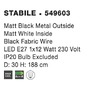 Stojací lampy - NV 549603 Stojací lampa STABILE matný černý kov zvenku matná bílá uvnitř E27 1x12 W IP20 bez žárovky - NOVA LUCE - foto 4