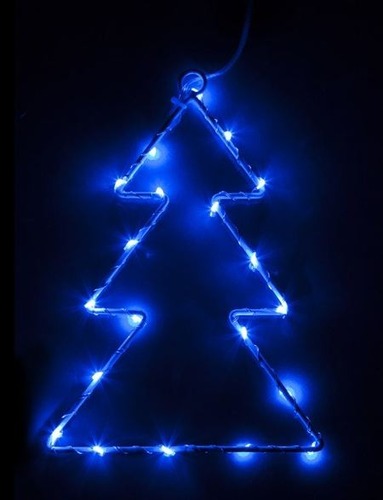 Vánoční řetězy, závěsy a stromky - Vánoční ozdoba Stromek 20 LED, STAR, na baterie 2xAA, modrá - foto 1