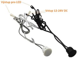 Dotykové ovladače - Dotykový LED stmívač DSN1, 4A, 12-24V, 18mm, vestavný, konektor