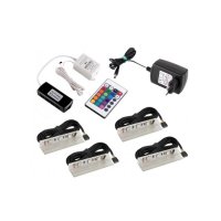 Osvětlení skleněných polic - RGB LED svítidlo pro osvětlení skleněných polic, 4ks, 12VDC, IP20, 63x22x11