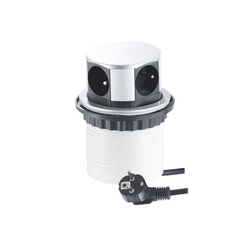 Nábytkové zásuvky, vypinače - Vestavná nábytková zásuvka TETRA BOX hliník, 4x230V, IP20, 1,4m, TETRABOX-4G-FR-01 - foto 1