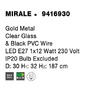 Koule - NV 9416930 Závěsné svítidlo MIRALE zlatý kov čiré sklo a černý PVC kabel E27 1x12W 230V IP20 bez žárovky - NOVA LUCE - foto 5