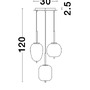 Vícečetná - NV 9624068 Závěsné svítidlo LATO opálové sklo antický mosazný kov černý kabel E14 3x5W 230V IP20 bez žárovky - NOVA LUCE - foto 5