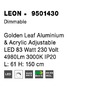 Kruhová - NV 9501430 Závěsné svítidlo LEON plátkovaný zlatý hliník a akryl nastavitelné LED 83W 230V 3000K IP20 stmívatelné - NOVA LUCE - foto 5