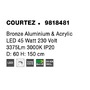Kruhová - NV 9818481 Závěsné svítidlo COURTEZ bronzový hliník a akryl LED 45W 230V 3000K IP20 - NOVA LUCE - foto 5