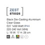 Nástěnná - NV 870026 Venkovní nástěnné svítidlo ZEST černý litý hliník čiré sklo E27 1x12W 220-240V IP54 bez žárovky - NOVA LUCE - foto 5