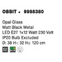 Koule - NV 9988380 Závěsné svítidlo OBBIT opálové sklo matný černý kov E27 1x12W 230V IP20 bez žárovky - NOVA LUCE - foto 5