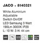 Bodová - NV 8140321 Bodové svítidlo JACO bílý hliník LED 3W 3200K nastavitelné vypínač na těle - NOVA LUCE - foto 5