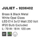 Podélná - NV 9206402 Závěsné svítidlo JULIET mosaz a černý kov bílé opálové sklo E14 3x12W IP20 bez žárovky - NOVA LUCE - foto 5