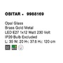 Koule - NV 9988169 Závěsné svítidlo OBITAR opálové sklo mosazný zlatý kov E27 1x12W 230V IP20 bez žárovky - NOVA LUCE - foto 5
