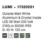 Kruhová - NV 17320201 Závěsné svítidlo LUMI zvenku matný bílý hliník a křišťál uvnitř LED 36W 3000K IP20 - NOVA LUCE - foto 5