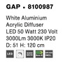 Kruhová - NV 8100987 Závěsné svítidlo GAP bílý hliník akrylový difuzor LED 50W 230V 3000K IP20 - NOVA LUCE - foto 5