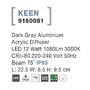Nástěnná - NV 9160081 Venkovní nástěnné svítidlo KEEN tmavě šedý hliník akrylový difuzor LED 12W 3000K 220-240V 75st. IP65 - NOVA LUCE - foto 5