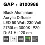 Kruhová - NV 8100988 Závěsné svítidlo GAP černý hliník akrylový difuzor LED 50W 230V 3000K IP20 - NOVA LUCE - foto 5