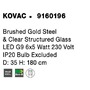 Vícečetná - NV 9160196 Závěsné svítidlo KOVAC broušená zlatá ocel a čiré strukturované sklo G9 6x5W 230V IP20 bez žárovky - NOVA LUCE - foto 5