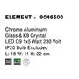 Dekorativní - NV 9046500 Nástěnné svítidlo ELEMENT chromovaný hliník sklo a K9 křišťál G9 1x5W 230V IP20 bez žárovky - NOVA LUCE - foto 5