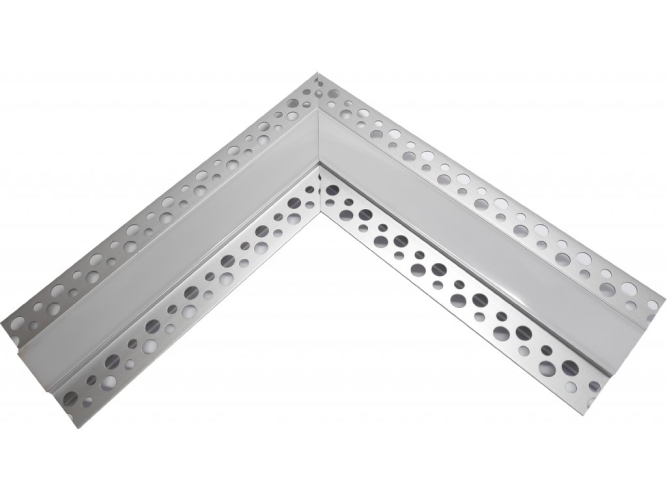 Úchyty, spojky, závěsný materiál - Rohová spojka pro profil RECESSED 5 s mléčným difuzorem, stříbrná, LP305-COR-MLK - foto 1