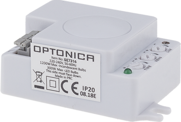 Pohybová čidla - Pohybový LED senzor mikrovlnný , bílý, IP20, Max. 300W, AC220-240V, OP7316 - foto 1