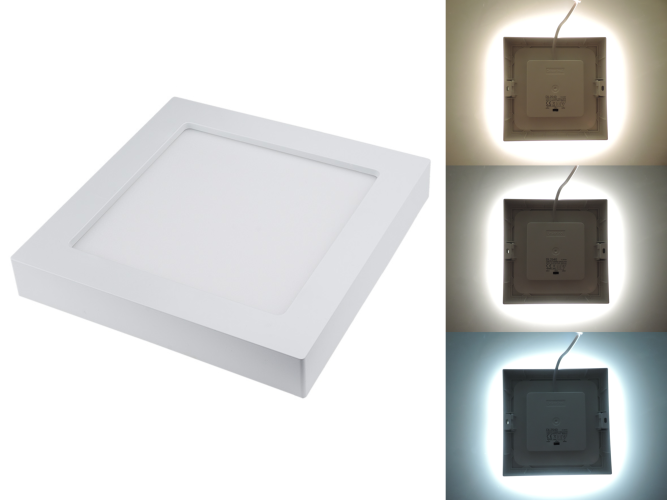 LED panely čtvercové - Hranatý přisazený 18W CCT LED panel, nastavení barvy 3000-6500K, 1450Lm, 3 roky záruka - foto 1