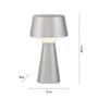 Na stůl - LD 19260-21 ABERA LED stolní lampa na baterie stříbrná dotykový stmívač IP54 USB vnitřní i venkovní použití 3000K - JUST LIGHT - foto 6