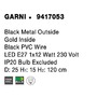 Kruhová - NV 9417053 Závěsné svítidlo GARNI černý kov zvenku zlatá uvnitř černý PVC kabel E27 1x12W 230V IP20 bez žárovky - NOVA LUCE - foto 6