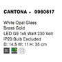 Dekorativní - NV 9960617 Nástěnné svítidlo CANTONA bílé opálové sklo mosaz zlatá G9 1x5W 230V IP20 bez žárovky - NOVA LUCE - foto 6