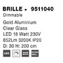 Vícečetná - NV 9511040 Závěsné svítidlo BRILLE zlatý hliník a sklo LED 18W 230V 3200K IP20 stmívatelné - NOVA LUCE - foto 6