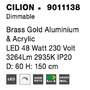 Kruhová - NV 9011138 Závěsné svítidlo CILION zlatý mosazný hliník a akryl LED 48W 230V 2935K IP20 stmívatelné - NOVA LUCE - foto 6