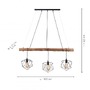 Vícečetná - LD 15514-18 EDGAR Závěsné svítidlo moderní dřevo, černá, 3-ramenné, drátěné tělo, E27 patice - LEUCHTEN DIREKT / JUST LIGHT - foto 6