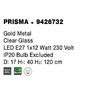 Kónická - NV 9426732 Závěsné svítidlo PRISMA zlatý kov čiré sklo E27 1x12W 230V IP20 bez žárovky - NOVA LUCE - foto 6
