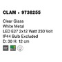Kruhová - NV 9738255 Stropní svítidlo CLAM čiré sklo bílý kov E27 2x12W 230V IP44 bez žárovky - NOVA LUCE - foto 6