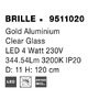 Dekorativní - NV 9511020 Závěsné svítidlo BRILLE zlatý hliník a sklo LED 4W 230V 3200K IP20 - NOVA LUCE - foto 6