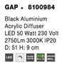 Kruhová - NV 8100984 Stropní svítidlo GAP černý hliník akrylový difuzor LED 50W 230V 3000K IP20 - NOVA LUCE - foto 6