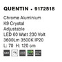 Kruhová - NV 9172518 Závěsné svítidlo QUENTIN chromovaný hliník a K9 křišťál nastavitelné LED 60W 3500K IP20 - NOVA LUCE - foto 6