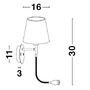 S ramenem - NV 9182372 Nástěnné svítidlo NIA černý kov černé stínidlo vypínač na těle LED 3W 3000K E14 1x5W 230V IP20 bez žárovky se čtecí lampičkou - NOVA LUCE - foto 6