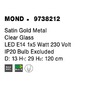 Dekorativní - NV 9738212 Závěsné svítidlo MOND saténový zlatý kov čiré sklo E14 1x5W 230V IP20 bez žárovky - NOVA LUCE - foto 6