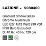 Dekorativní - NV 9080400 Závěsné svítidlo LAZIONE kouřové sklo s přechodem chromovaný hliník E27 1x12W 230V IP20 bez žárovky - NOVA LUCE - foto 6