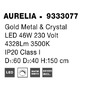 Kruhová - NV 9333077 Závěsné svítidlo AURELIA zlatý kov a křišťál LED 46W 230V 3500K IP20 stmívatelné - NOVA LUCE - foto 6