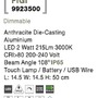 Na baterie - NV 9923500 Venkovní stolní lampa FIGI antracitový hliník LED 2W 3000K 5V DC 108st. IP65 dotykový vypínač / baterie / USB kabel / stmívatelné - NOVA LUCE - foto 6