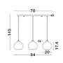 Podélná - NV 9241150 Závěsné svítidlo PALMER kouřové sklo černý kabel černá kovová základna E27 3x12W 230V IP20 bez žárovky - NOVA LUCE - foto 6