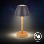 Stolní lampy dekorační - BRILO 7661015 BRILONER Serina Wood stolní lampa - 2,5W, 200lm, bezdrátová, LED, dotykový vypínač, IP44, stmívatelná, antracit/dřevo 7661015 - foto 6