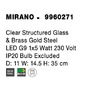 Dekorativní - NV 9960271 Nástěnné svítidlo MIRANO čiré strukturované sklo a mosaz zlatá G9 1x5W 230V IP20 bez žárovky - NOVA LUCE - foto 6
