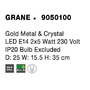 Dekorativní - NV 9050100 Nástěnné svítidlo GRANE zlatý kov a křišťál E14 2x5W 230V IP20 bez žárovky - NOVA LUCE - foto 6